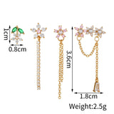 925 Silver Flower Stud Earrings Set for Women Chain Studs Jewelry