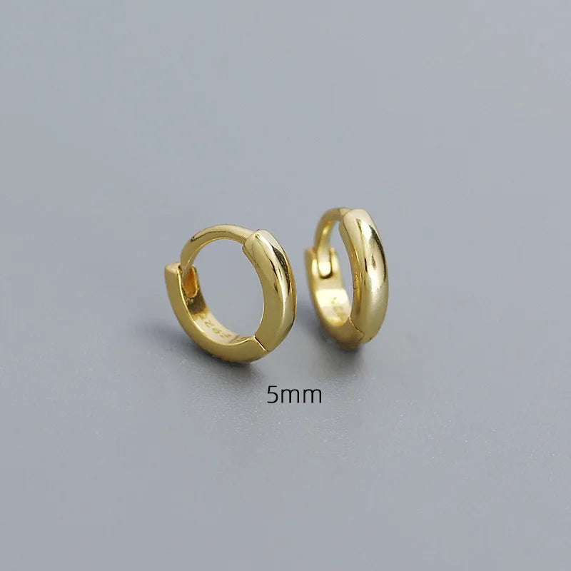 925 Silver Hoop Earrings Unisex 18k Plated Circle Earrings Jewelry