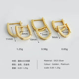 925 Silver U-shaped Zircon Hoop Earrings Fine Jewelry