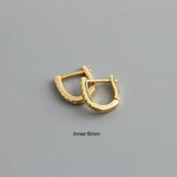 925 Silver U-shaped Zircon Hoop Earrings Fine Jewelry