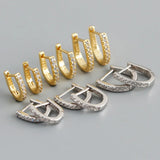 925 Silver U-shaped Zircon Hoop Earrings Fine Jewelry