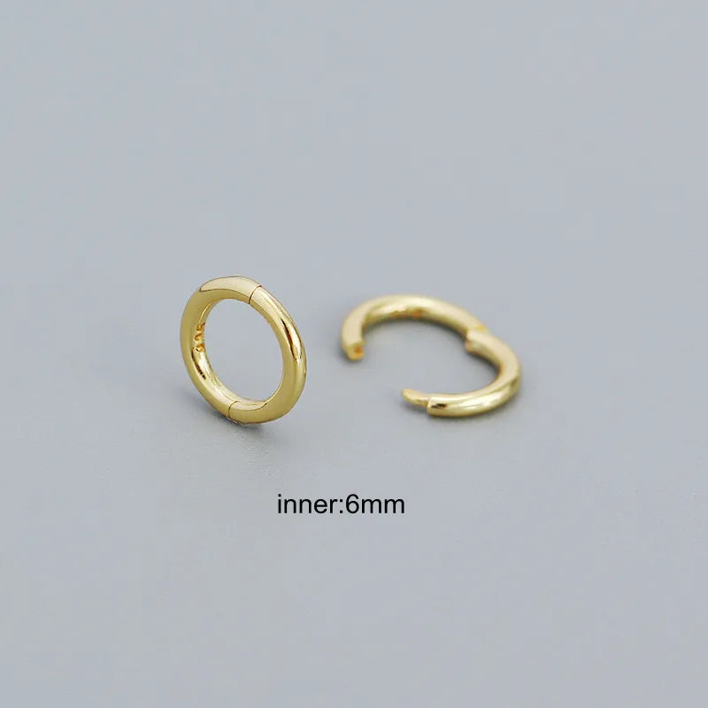 925 Silver Geometric Round Hoop Earrings Nose Ring