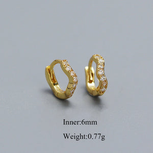 925 Silver Irregular Hoop Earrings for Women Stacked Wedding Party Jewelry