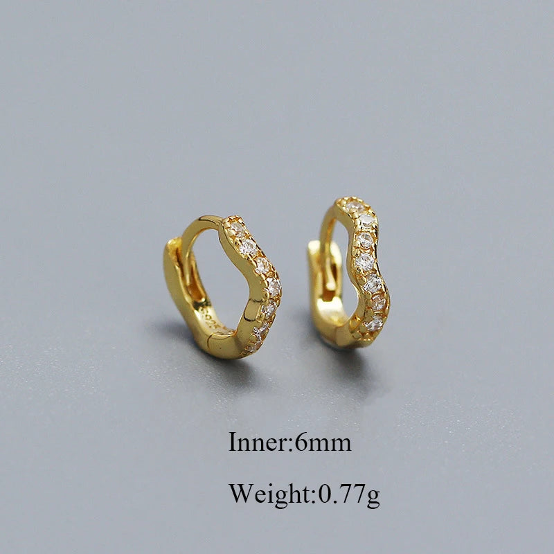 925 Silver Irregular Hoop Earrings for Women Stacked Wedding Party Jewelry