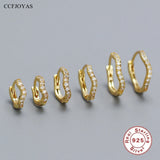 925 Silver Irregular Hoop Earrings for Women Stacked Wedding Party Jewelry