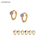 7mm Mini 925 Sterling Silver Small Hoop Earrings Women CZ Round Earrings