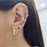 7mm Mini 925 Sterling Silver Small Hoop Earrings Women CZ Round Earrings