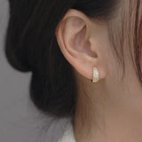925 Silver Zircon Small Hoop Earrings Punk Rock Style Fine Jewelry