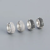 925 Silver Zircon Small Hoop Earrings Punk Rock Style Fine Jewelry