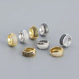925 Silver Zircon Small Hoop Earrings Punk Rock Style Fine Jewelry
