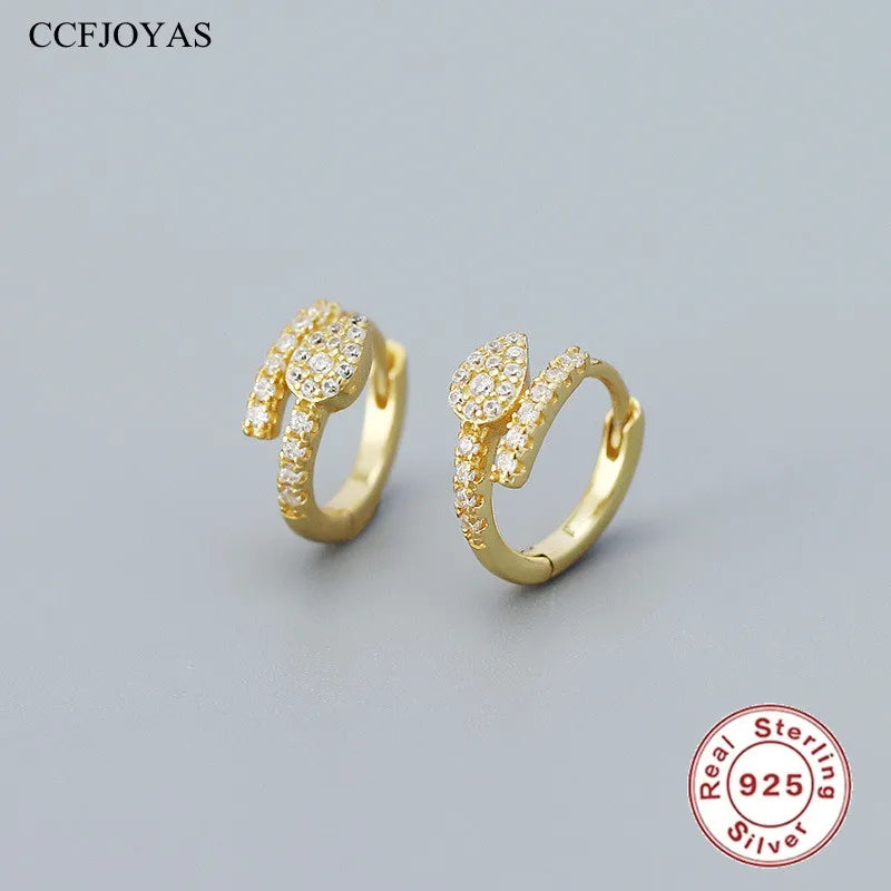 925 Sterling Silver Punk Snake Shaped Small Hoop Earrings for Women