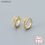 925 Sterling Silver Punk Snake Shaped Small Hoop Earrings for Women