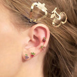 925 Silver Tropical Fruit Stud Earrings Set, 12 Styles Zircon Earrings