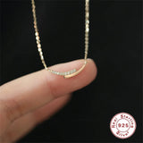 925 Silver Crystal Pendant Chain Necklace Women