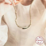 925 Silver Crystal Pendant Chain Necklace Women