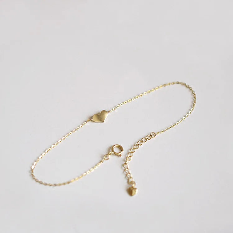 925 Sterling Silver 14K Heart Shaped Bracelet for Women