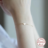 925 Sterling Silver 14K Heart Shaped Bracelet for Women