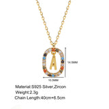 925 Silver Colorful Zircon Alphabet Pendant Necklace Women Fine Jewelry