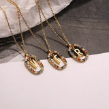 925 Silver Colorful Zircon Alphabet Pendant Necklace Women Fine Jewelry