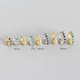 925 Silver Small Hoop Earrings Women White/Green/Black Zircon CZ