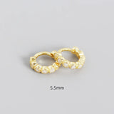 925 Silver Small Hoop Earrings Women White/Green/Black Zircon CZ