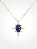 925 Silver Anise Star Sapphire Pendant Necklace Women Light Niche Jewelry