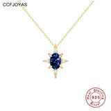 925 Silver Anise Star Sapphire Pendant Necklace Women Light Niche Jewelry