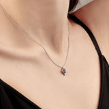 925 Silver Anise Star Sapphire Pendant Necklace Women Light Niche Jewelry