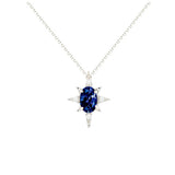 925 Silver Anise Star Sapphire Pendant Necklace Women Light Niche Jewelry