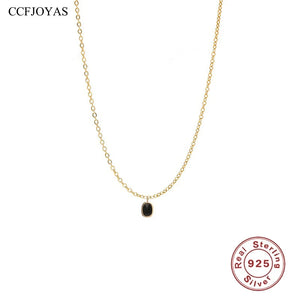 925 Silver Agate Pendant Necklace 18k Plated Chain Jewelry