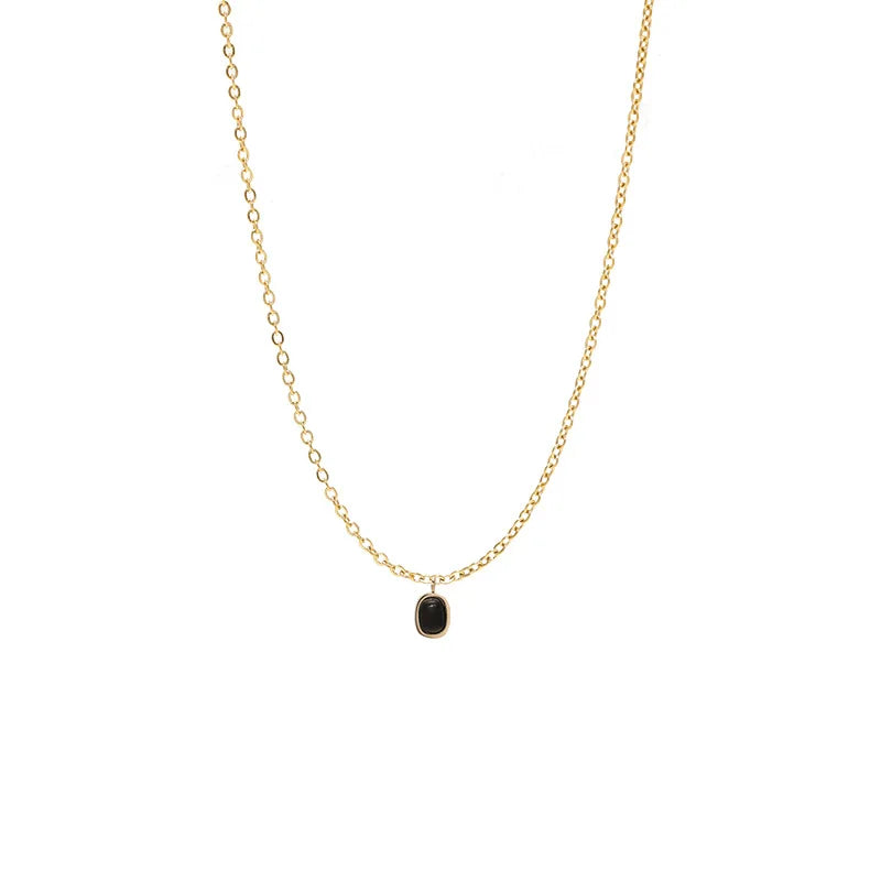 925 Silver Agate Pendant Necklace 18k Plated Chain Jewelry