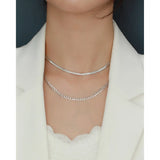 925 Silver Blade Necklace Snake Bone Chain Collarbone Necklace