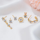 Sterling Silver Flower Earrings Set 18k Plated Tassel Earrings