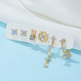 Sterling Silver Flower Earrings Set 18k Plated Tassel Earrings