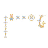 Sterling Silver Flower Earrings Set 18k Plated Tassel Earrings