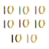 925 Silver Colorful Zircon Hoop Earrings Women