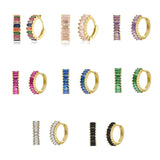 925 Silver Colorful Zircon Hoop Earrings Women