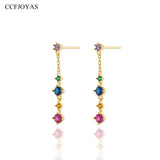 925 Silver Zircon Tassel Drop Earrings European American Chain Earrings