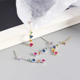 925 Silver Zircon Tassel Drop Earrings European American Chain Earrings
