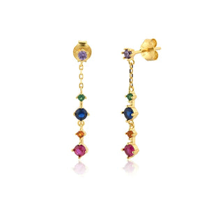 925 Silver Zircon Tassel Drop Earrings European American Chain Earrings