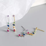 925 Silver Zircon Tassel Drop Earrings European American Chain Earrings
