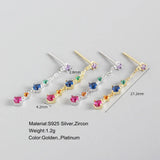 925 Silver Zircon Tassel Drop Earrings European American Chain Earrings
