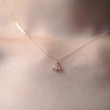 925 Silver Crystal Zircon Pendant Necklace Plated 14K French Chain