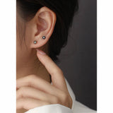 925 Silver Colorful Zircon Flower Stud Earrings in Rose red/Purple/Green Crystal