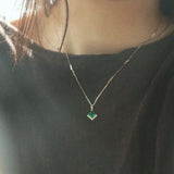 925 Silver Green Zircon Pendant Necklace Retro Wedding Jewelry