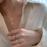 925 Silver Butterfly Necklace Double Layer Clavicle Jewelry