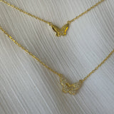 925 Silver Butterfly Necklace Double Layer Clavicle Jewelry