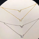 925 Silver Butterfly Necklace Double Layer Clavicle Jewelry