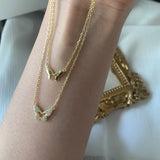 925 Silver Butterfly Necklace Double Layer Clavicle Jewelry