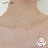 925 Silver Elf Necklace Zircon Angel Light Tassel Star Chain